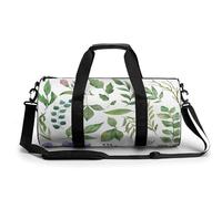White Green Leaf Sport Duffel Bag Gym Bag Weekend Overnight Bag for Travel Camping Hiking Beach 45x23x23cm