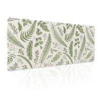 White Green Plant Flowers Mouse Pad XL Tropical Fern Botanical Leaves Extended Desk Mat 80X30cm Non-Slip Rubber Base Stitched Edge Large Mousepad for Desk Gaming Laptop Desktop,31.5×11.8 Inch