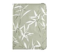 White Green Plant Leather Passport and Vaccine Card Wallet Combo Vaccine Case Protector Cover Passport Cover with RFID Blocking Ultra Slim, White green plant, One Size