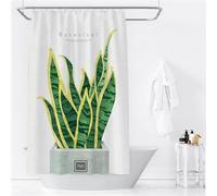 White Green Plant Shower Curtain Washable Bath Curtains,with 12 Hooks and Weighted Hem,Fabric Shower Curtains Outdoor Waterproof Polyester for Bath Tub and Shower Stall,120x190cm W48*L75 Inch