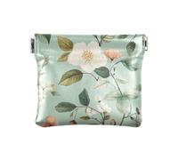 White Green Simple Leaves Women's Small Leather Coin Purse Convenient Organizing Pouches for Women Boys Girls