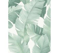 White Green Wallpaper Floral Leaves Plant Leaf for Bedroom Living Room or Kitchen Made in Germany 10,05 x 0,53m Avalon 31650