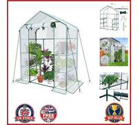 White Greenhouse for Outdoor Use with Roll Up Door and Removable Shelves