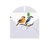 White Greeting Card DLXW A pair of birds on a fruit tree Pattern for Christmas, Children's Birthday, Valentine's Day, Wedding Anniversary & Party Invitation