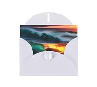 White Greeting Card DLXW Beach Maui Hawaii Sunset Sea Waves Clouds Pattern for Christmas, Children's Birthday, Valentine's Day, Wedding Anniversary & Party Invitation