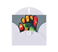 White Greeting Card DLXW colorful dog paw Pattern for Christmas, Children's Birthday, Valentine's Day, Wedding Anniversary & Party Invitation