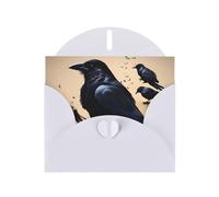 White Greeting Card DLXW Crow Birds Pattern for Christmas, Children's Birthday, Valentine's Day, Wedding Anniversary & Party Invitation