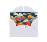 White Greeting Card DLXW Flowers in the Clouds Pattern for Christmas, Children's Birthday, Valentine's Day, Wedding Anniversary & Party Invitation