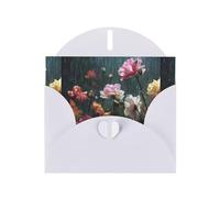 White Greeting Card DLXW Flowers in the wind and rain Pattern for Christmas, Children's Birthday, Valentine's Day, Wedding Anniversary & Party Invitation