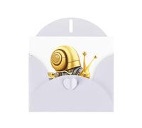 White Greeting Card DLXW Golden mechanical snail Pattern for Christmas, Children's Birthday, Valentine's Day, Wedding Anniversary & Party Invitation