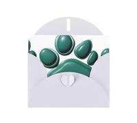 White Greeting Card DLXW Green airbag paw print Pattern for Christmas, Children's Birthday, Valentine's Day, Wedding Anniversary & Party Invitation