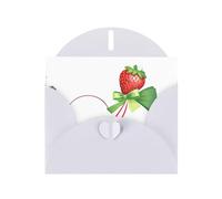 White Greeting Card DLXW Green streamer strawberries Pattern for Christmas, Children's Birthday, Valentine's Day, Wedding Anniversary & Party Invitation