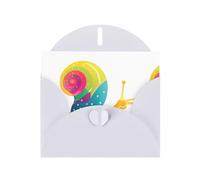 White Greeting Card DLXW Happy colorful snail Pattern for Christmas, Children's Birthday, Valentine's Day, Wedding Anniversary & Party Invitation