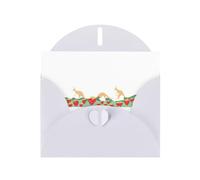 White Greeting Card DLXW Kangaroos in the Strawberry Field Pattern for Christmas, Children's Birthday, Valentine's Day, Wedding Anniversary & Party Invitation