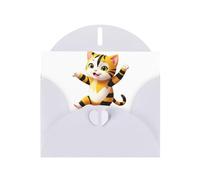 White Greeting Card DLXW Kitten in the colorful world Pattern for Christmas, Children's Birthday, Valentine's Day, Wedding Anniversary & Party Invitation
