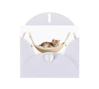 White Greeting Card DLXW Kitten in the cradle Pattern for Christmas, Children's Birthday, Valentine's Day, Wedding Anniversary & Party Invitation