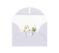 White Greeting Card DLXW Kitten planting flowers Pattern for Christmas, Children's Birthday, Valentine's Day, Wedding Anniversary & Party Invitation