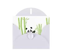 White Greeting Card DLXW Panda picking bamboo shoots Pattern for Christmas, Children's Birthday, Valentine's Day, Wedding Anniversary & Party Invitation