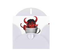 White Greeting Card DLXW The devil in the cup Pattern for Christmas, Children's Birthday, Valentine's Day, Wedding Anniversary & Party Invitation