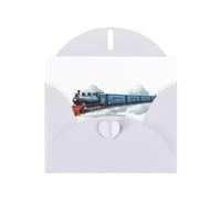 White Greeting Card DLXW Train passing through the clouds Pattern for Christmas, Children's Birthday, Valentine's Day, Wedding Anniversary & Party Invitation