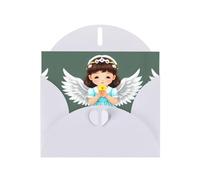 White Greeting Card Set with Blank Interior - Cute little angel Print Pearl Paper Birthday, Wedding & Anniversary Cards