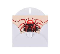 White Greeting Card Set with Blank Interior - Cute little red spider Print Pearl Paper Birthday, Wedding & Anniversary Cards