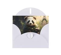 White Greeting Card Set with Blank Interior - Cute Panda Plant Print Pearl Paper Birthday, Wedding & Anniversary Cards