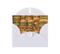 White Greeting Card Set with Blank Interior - many cute burgers Print Pearl Paper Birthday, Wedding & Anniversary Cards
