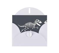White Greeting Card with Envelopes - Running dinosaur skeleton Print Blank Cards for Birthday, Wedding, Encouragement, Blessed Occasions