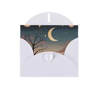 White Greeting Card with Envelopes - Stars and Moon Print Blank Cards for Birthday, Wedding, Encouragement, Blessed Occasions