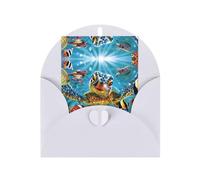 White Greeting Card with Matching Envelope â€“ Colorful Sea Turtle Print Blank Blessed Design for Birthday, Wedding, Valentine's Day