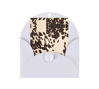 White Greeting Card with Matching Envelope - Brown Cowhide Print Blank Blessed Design for Birthday, Wedding, Valentine's Day