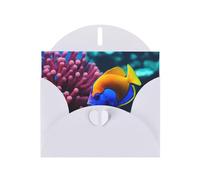 White Greeting Card YYHWHJDE Ocean Tropical Fish Coral Undersea World Picture Perfect for Valentine's Day, Wedding Anniversary & Party Invitations