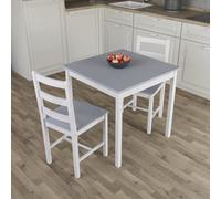 (White & Grey, 2 Seater) Yorkshire Home Wooden Dining Table & Chairs Set