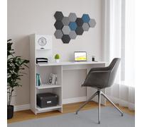 (White/Grey) 4 Tier Computer Desk Workstation Shelves Home Office Study Writing Table