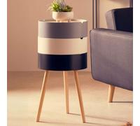White, Grey and Black Three Tier Storage Side Table with Pine Wood Legs, Viborg