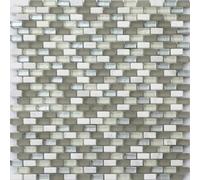White, Grey and Silver Glass & Stone Brick Shape Mosaic Tiles (MT0124)
