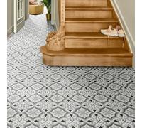 White Grey Designer Anti-Slip Vinyl Flooring For Livingroom, Kitchen, 2.8mm Cushion Backed Vinyl Sheet-7M(23') X 4M(13'1")-28M²