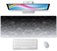 White Grey Geometric Extended Big Mouse Pad Large,XL Gaming Mouse Pad Desk Pad,31.5x11.8inch Long Computer Keyboard Mouse Mat Mousepad with 3mm Non-Slip Base and Stitched Edge for Home Office Work