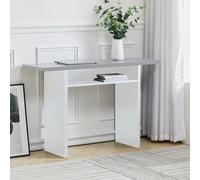 (White & Grey) Rectangular Console Dining Table with Storage Shelf