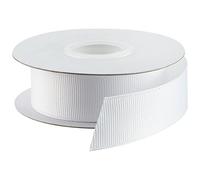 White Grosgrain Ribbon 10mm X 23 Meters for Gifts Wrap Sew Party, Decorations Events Dress Wedding Christmas Crafts, Bows Car, Floral Balloons Hairs, DIY, Bouquets, Cake More Double Sided