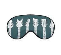 White Guitar Head Sleep Mask Rock Music Blindfold for Sleeping Elastic Blackout Eye Mask Cover for Full Night's Sleep Travel and Nap