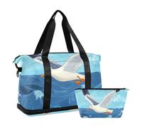 White Gull Flying Over Sea Travel Bags Oversized Travel Bag with Adjustable Strap for Business Trip, White Gull Flying Over Sea, 1 Size, 2 Pack, White gull flying over the sea, 1 size