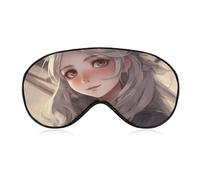 White Hair Anime Sleep Mask Light Blocking Eye Cover Polyester Eye Mask with Elastic Strap Blindfold for Side Sleeper Sleeping Masks Face Hugging for Women Men Travel