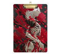 White Hair Skull Beauty clipboards Transparent Hard Board for Nursing Student Trade Quest Size 9 x 12 Gold