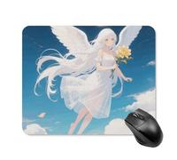 White - Haired Angel Mouse Pad Square Mice Mat Waterproof Computer Mousepad with Non-Slip Rubber Base Wireless Mice Pad for Laptop Office Home Personalized Gaming Mousepad 20 * 25cm