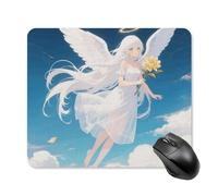 White - Haired Angel Mouse Pad Square Mice Mat Waterproof Computer Mousepad with Non-Slip Rubber Base Wireless Mice Pad for Laptop Office Home Personalized Gaming Mousepad 25 * 30cm