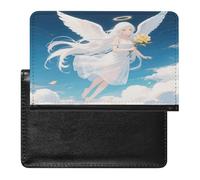 White Haired Angel Passport Holder Unique PU Ultra-thin Passport Protective Case Compact Easy to Carry Passports Cover for Women And Men Passports Case