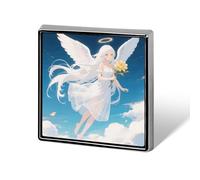 White - Haired Angel Square Lapel Pins Backpack Pin Cute Brooch Decoration Brooches for Women Men Fashion Button Badges for Hat Backpacks Purses Jackets Shirt Suit