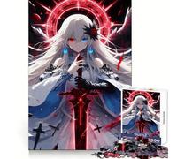 White-Haired Angel with Sword 1000 Piece Jigsaw Puzzles Clear Thinking Soft Distraction Precise Edges Meaningful Gift (38x26cm)